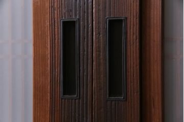 和製アンティーク　昭和期　組子入り　迫力あるデザインの板戸(引き戸、建具)4枚セット