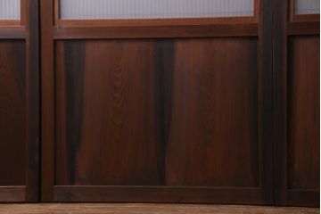 和製アンティーク　昭和期　組子入り　迫力あるデザインの板戸(引き戸、建具)4枚セット