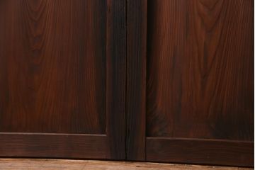 和製アンティーク　昭和期　組子入り　迫力あるデザインの板戸(引き戸、建具)4枚セット