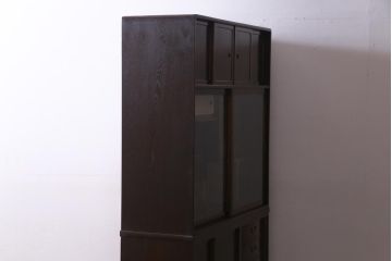 アンティーク家具　和製アンティーク　昭和期　桑材・桐材　細部までこだわりを感じる茶箪笥(茶棚、タンス、戸棚、桐箪笥、桐たんす)