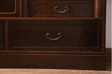 アンティーク家具　和製アンティーク　昭和期　桑材・桐材　細部までこだわりを感じる茶箪笥(茶棚、タンス、戸棚、桐箪笥、桐たんす)