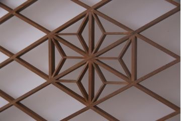 和製アンティーク　昭和期　上品な和の雰囲気漂う組子入り板戸(引き戸、建具)4枚セット