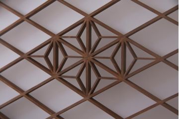 和製アンティーク　昭和期　上品な和の雰囲気漂う組子入り板戸(引き戸、建具)4枚セット