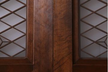 和製アンティーク　昭和期　上品な和の雰囲気漂う組子入り板戸(引き戸、建具)4枚セット