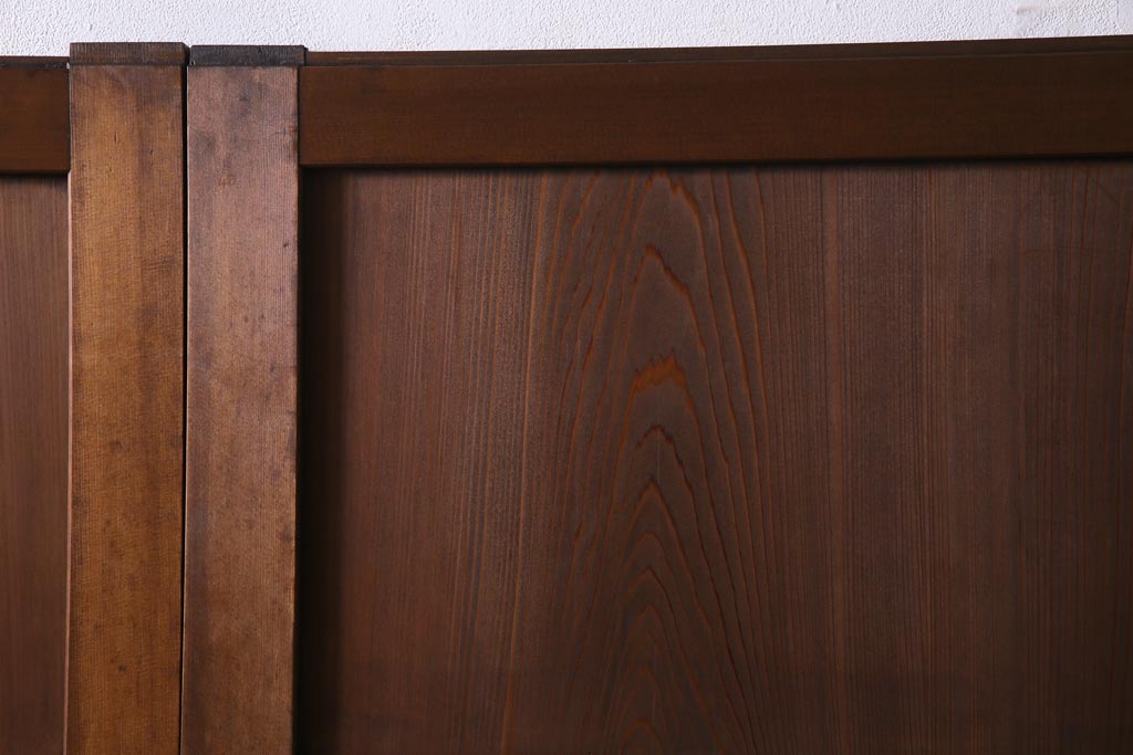和製アンティーク　昭和期　上品な和の雰囲気漂う組子入り板戸(引き戸、建具)4枚セット