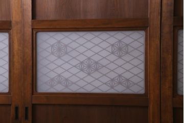 和製アンティーク　昭和期　上品な和の雰囲気漂う組子入り板戸(引き戸、建具)4枚セット