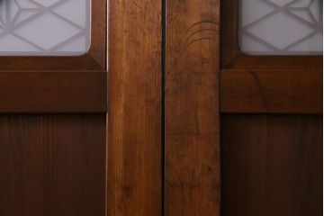 和製アンティーク　昭和期　上品な和の雰囲気漂う組子入り板戸(引き戸、建具)4枚セット