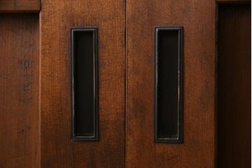 和製アンティーク　昭和期　上品な和の雰囲気漂う組子入り板戸(引き戸、建具)4枚セット