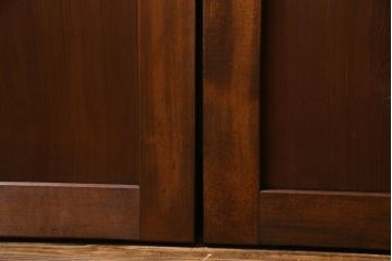 和製アンティーク　昭和期　上品な和の雰囲気漂う組子入り板戸(引き戸、建具)4枚セット