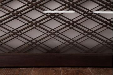 和製アンティーク　両面ガラス入り　三十菱紋　渋い色味が素敵な組子欄間(明り取り、ディスプレイ)