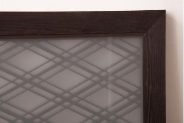 和製アンティーク　両面ガラス入り　三十菱紋　渋い色味が素敵な組子欄間(明り取り、ディスプレイ)