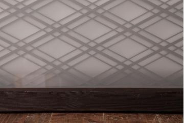 和製アンティーク　両面ガラス入り　三十菱紋　渋い色味が素敵な組子欄間(明り取り、ディスプレイ)