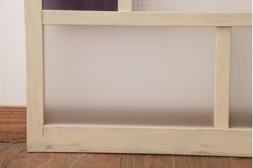 昭和初期　当店オリジナルガラス　優しげな雰囲気漂う色ガラス入りペイント建具(窓、明かり取り、はめ殺し)