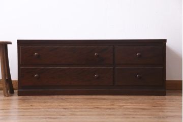 中古　松本民芸家具　和洋どちらのお部屋にも取り入れやすいローチェスト(リビングボード、テレビ台、引き出し)