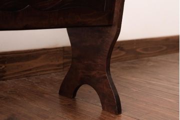 中古　伝統工芸　軽井沢彫り　竹の模様が風情溢れるマガジンラックテーブル(サイドテーブル)