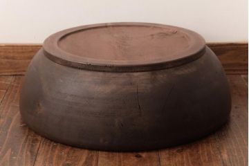 アンティーク雑貨　和製アンティーク　なめらかな質感の木製こね鉢(ディスプレイ雑貨)