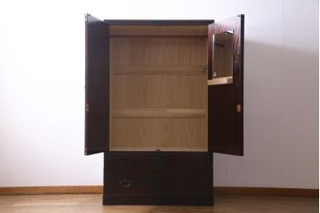 中古　岩谷堂箪笥　みちのく8号　深い色合いが魅力的なワードローブ(洋服タンス)