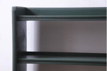 ペイント家具　深いグリーンがレトロなブックシェルフ(本棚、オープンラック)