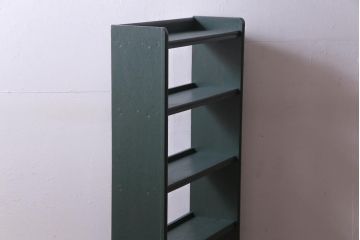 ペイント家具　深いグリーンがレトロなブックシェルフ(本棚、オープンラック)