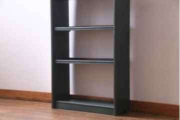 ペイント家具　深いグリーンがレトロなブックシェルフ(本棚、オープンラック)
