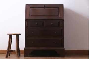 中古　松本民芸家具　#33A型　コンパクトなライティングビューロー(机、在宅ワーク、在宅用デスク)(定価約30万円)(1)