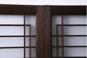 昭和初期　幾何学模様の組子が大正ロマンな雰囲気漂うガラス戸4枚セット(引き戸、建具)