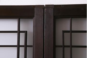 昭和初期　幾何学模様の組子が大正ロマンな雰囲気漂うガラス戸4枚セット(引き戸、建具)