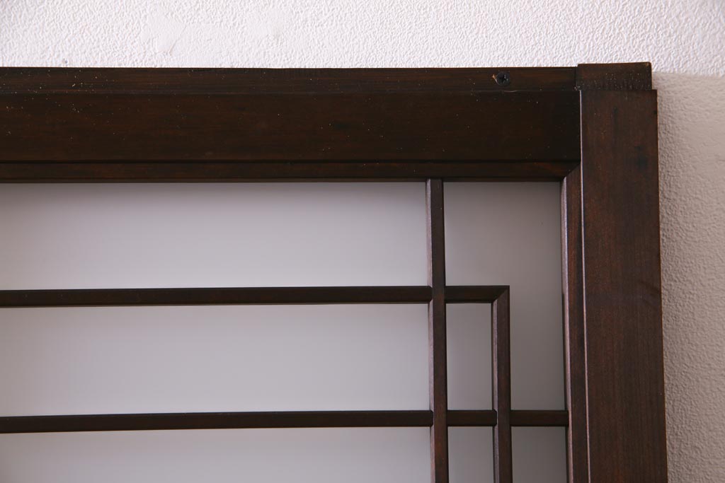 昭和初期　幾何学模様の組子が大正ロマンな雰囲気漂うガラス戸4枚セット(引き戸、建具)