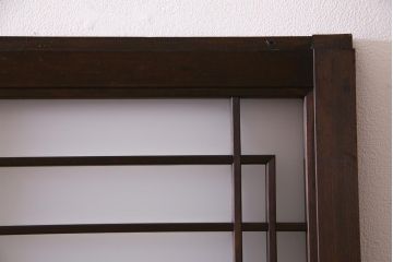 昭和初期　幾何学模様の組子が大正ロマンな雰囲気漂うガラス戸4枚セット(引き戸、建具)