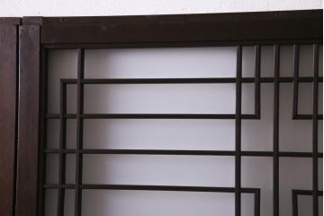 昭和初期　幾何学模様の組子が大正ロマンな雰囲気漂うガラス戸4枚セット(引き戸、建具)