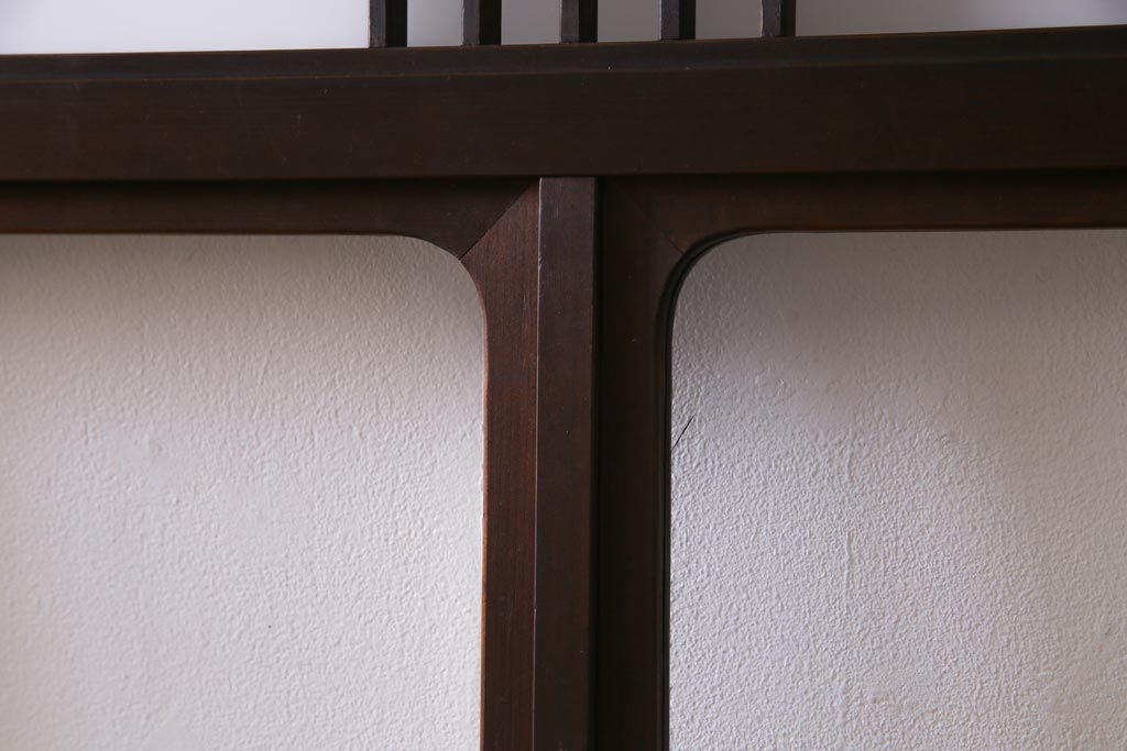 昭和初期　幾何学模様の組子が大正ロマンな雰囲気漂うガラス戸4枚セット(引き戸、建具)