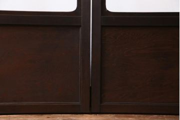 昭和初期　幾何学模様の組子が大正ロマンな雰囲気漂うガラス戸4枚セット(引き戸、建具)