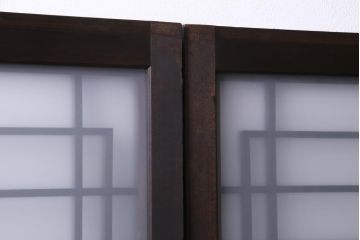 昭和初期　幾何学模様の組子が大正ロマンな雰囲気漂うガラス戸4枚セット(引き戸、建具)