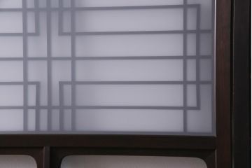 昭和初期　幾何学模様の組子が大正ロマンな雰囲気漂うガラス戸4枚セット(引き戸、建具)