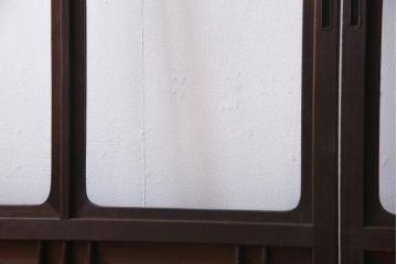 昭和初期　幾何学模様の組子が大正ロマンな雰囲気漂うガラス戸4枚セット(引き戸、建具)