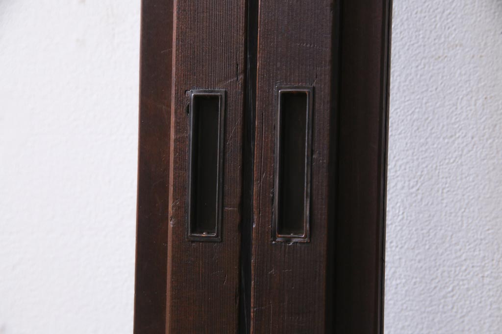 昭和初期　幾何学模様の組子が大正ロマンな雰囲気漂うガラス戸4枚セット(引き戸、建具)