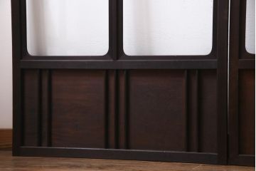 昭和初期　幾何学模様の組子が大正ロマンな雰囲気漂うガラス戸4枚セット(引き戸、建具)