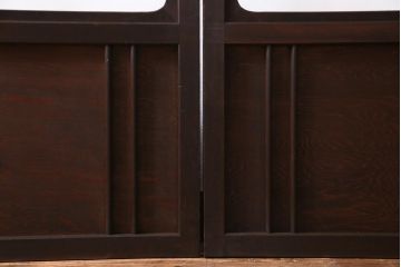 昭和初期　幾何学模様の組子が大正ロマンな雰囲気漂うガラス戸4枚セット(引き戸、建具)