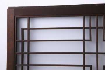 昭和初期　幾何学模様の組子が大正ロマンな雰囲気漂うガラス戸4枚セット(引き戸、建具)