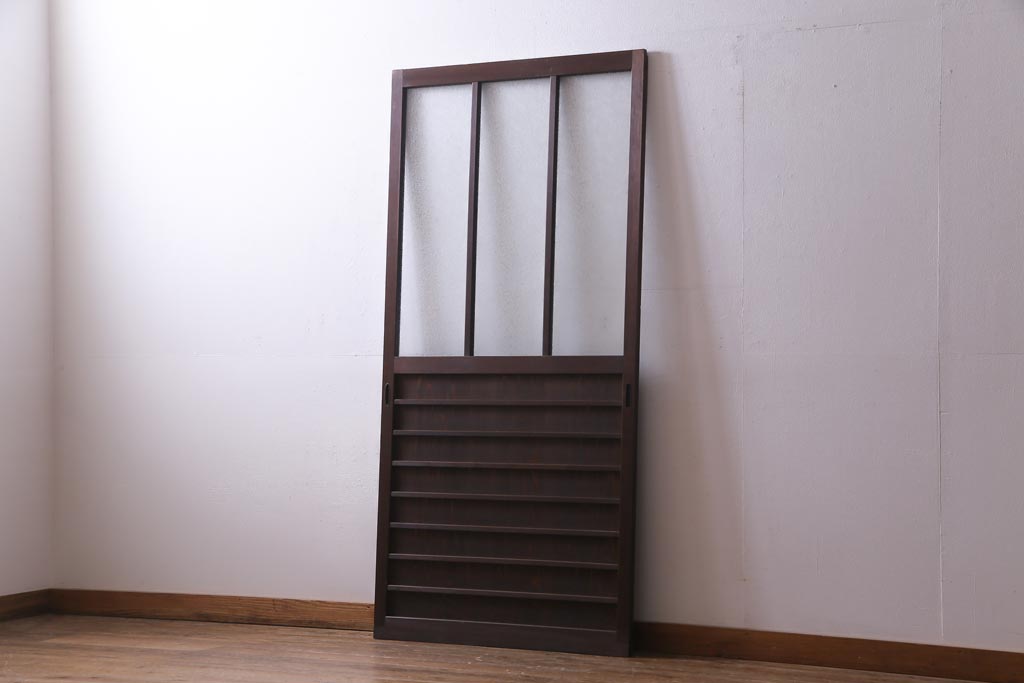 昭和初期　結霜ガラス　シンプルながらもデザイン性が光る引き戸1枚(ガラス戸、建具)