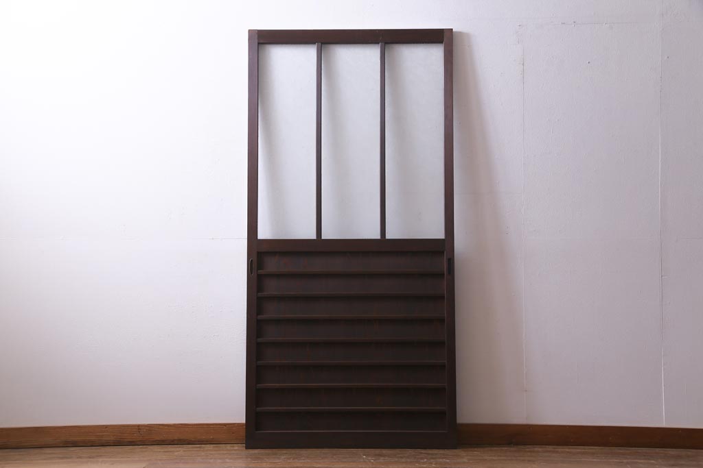 昭和初期　結霜ガラス　シンプルながらもデザイン性が光る引き戸1枚(ガラス戸、建具)