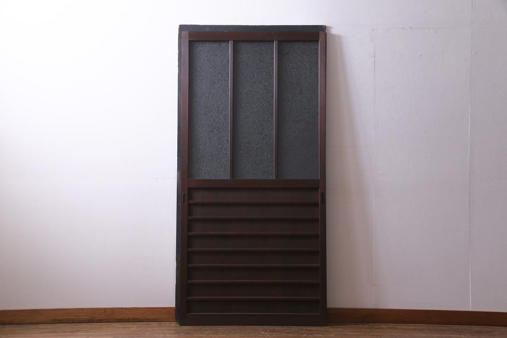 昭和初期　結霜ガラス　シンプルながらもデザイン性が光る引き戸1枚(ガラス戸、建具)