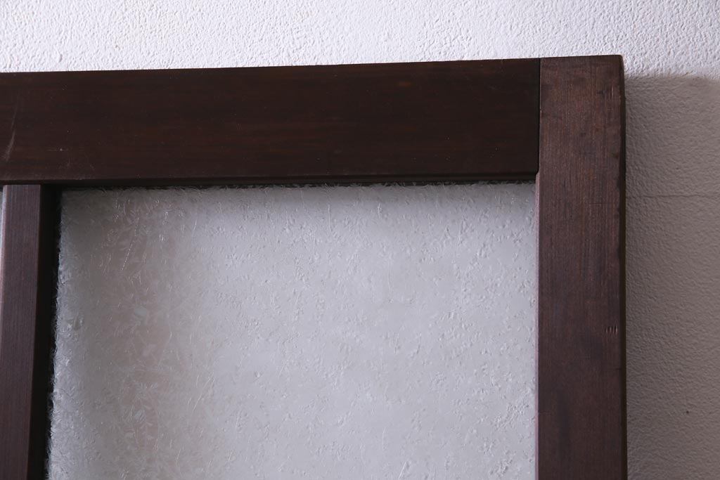 昭和初期　結霜ガラス　シンプルながらもデザイン性が光る引き戸1枚(ガラス戸、建具)