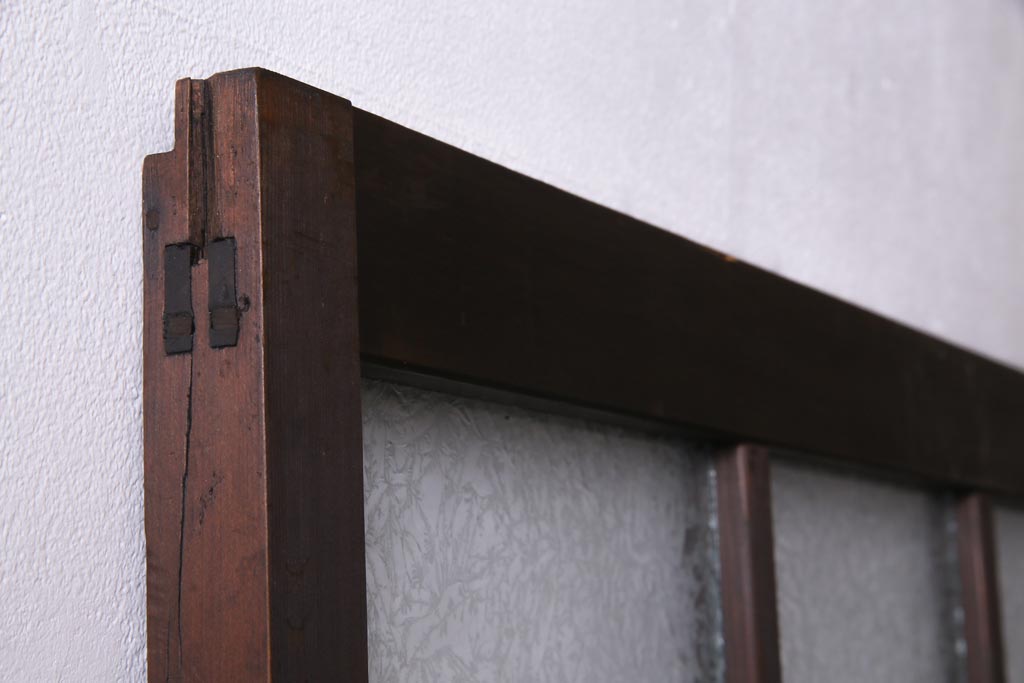 昭和初期　結霜ガラス　シンプルながらもデザイン性が光る引き戸1枚(ガラス戸、建具)