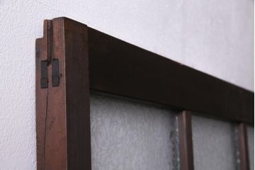 昭和初期　結霜ガラス　シンプルながらもデザイン性が光る引き戸1枚(ガラス戸、建具)