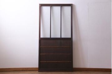 昭和初期　結霜ガラス　シンプルながらもデザイン性が光る引き戸1枚(ガラス戸、建具)