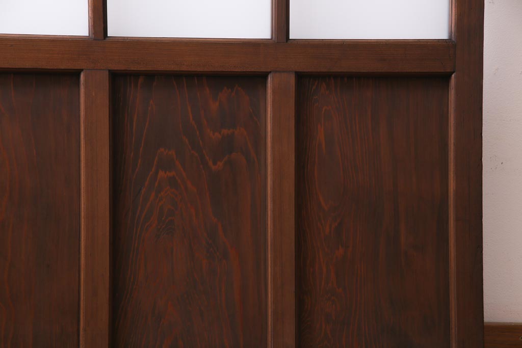 和製アンティーク　麻の葉・つの麻の葉　組子が雰囲気を高めるガラス戸1枚(引き戸、建具)