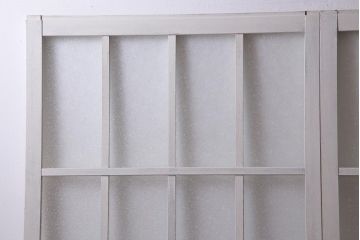 昭和初期　ダイヤガラス　フレンチナチュラルにもぴったりなペイントガラス戸2枚セット(引き戸、建具)