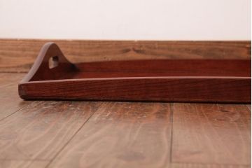 和製アンティーク　上手物　栗材　漆塗り　上品な風合いの木製盆(トレー)2枚セット