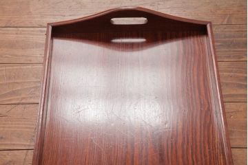 和製アンティーク　上手物　栗材　漆塗り　上品な風合いの木製盆(トレー)2枚セット